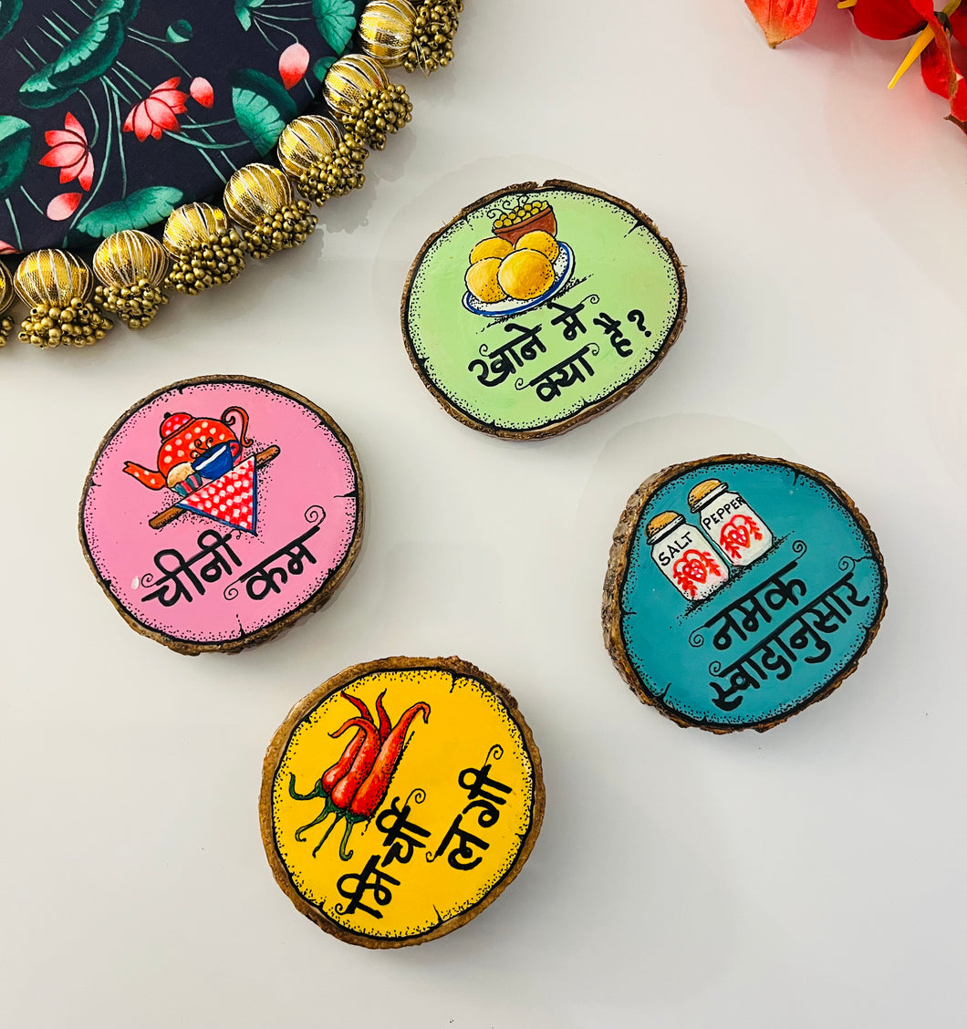 Set of 4 chai Tea handpainted Coasters Home Decor