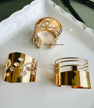Load image into Gallery viewer, Golden Cutwork Adjustable Cuff Bangle kada IDW
