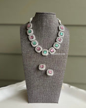 Load image into Gallery viewer, American Diamond Cz Stone Silver Necklace set
