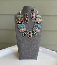 Load image into Gallery viewer, Multicolor Stone Kundan Statement necklace set
