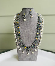 Load image into Gallery viewer, Sehaz German silver Long Glass Stone Necklace set
