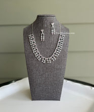 Load image into Gallery viewer, Baby pink Silver Dainty Simple American Diamond Necklace set
