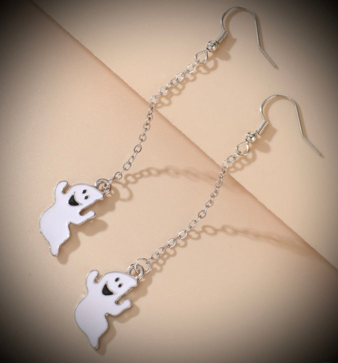 Halloween white Ghost long dangling earrings IDW