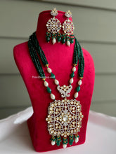 Load image into Gallery viewer, Tayani Green gold plated Premium Statement Necklace set
