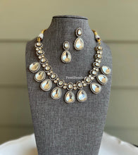 Load image into Gallery viewer, White uncut Stone Statement Designer Necklace set
