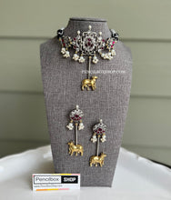 Load image into Gallery viewer, German silver Nandi Dual Tone Pearl Choker  Necklace set
