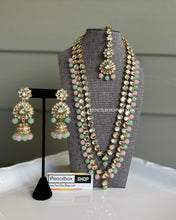 Load image into Gallery viewer, Two Layered Dabi kundan Long Necklace set with maangtikka
