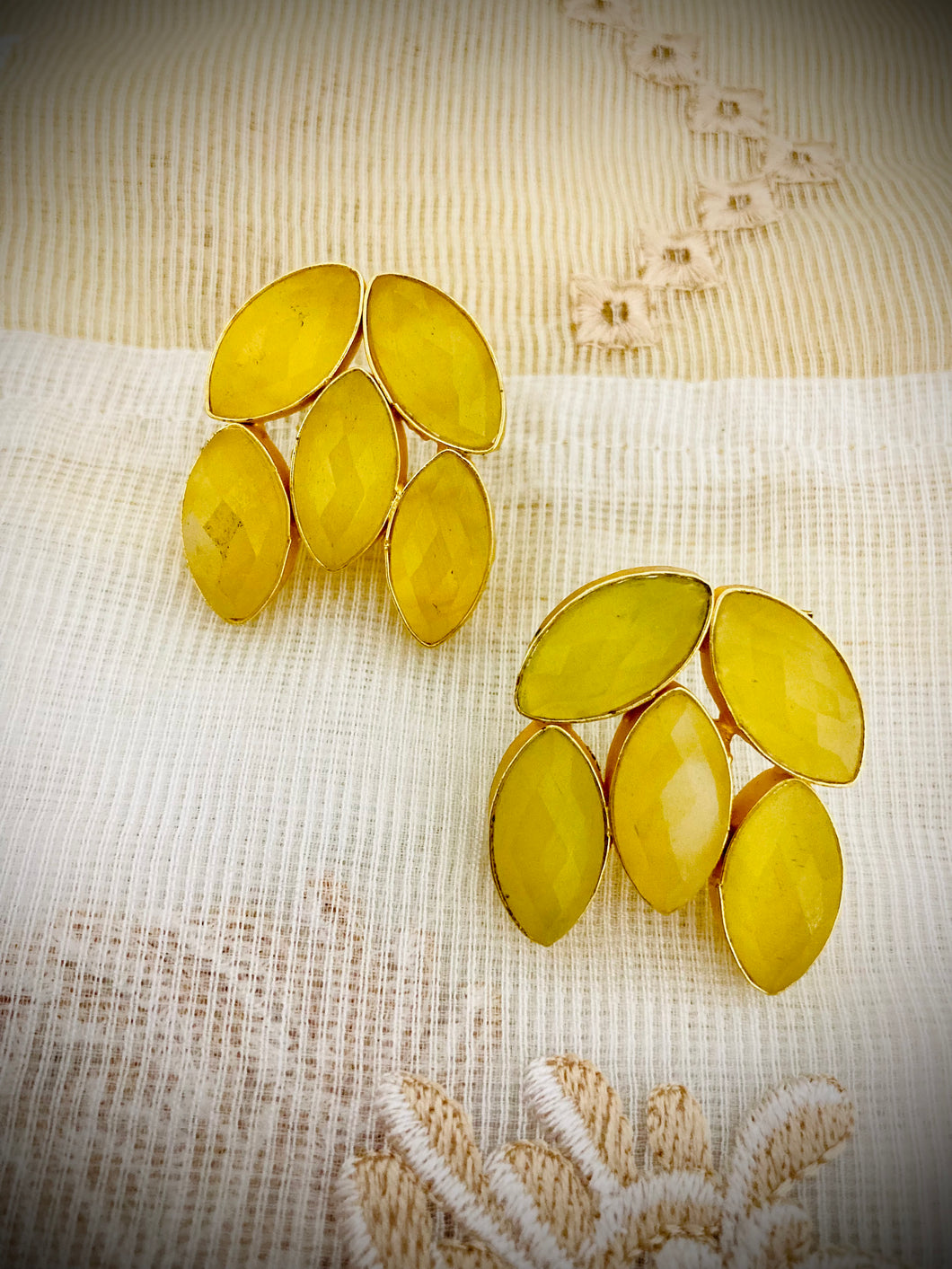 Alisha Druzy Natural Stone  Brass Earrings