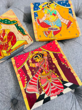 Load image into Gallery viewer, Set of 3 Dancing Lady Wall plates mango wood handpainted handmade Home decor
