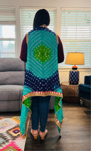 Load image into Gallery viewer, BANDHANI Blue Green SHRUG FREE SIZE style 124
