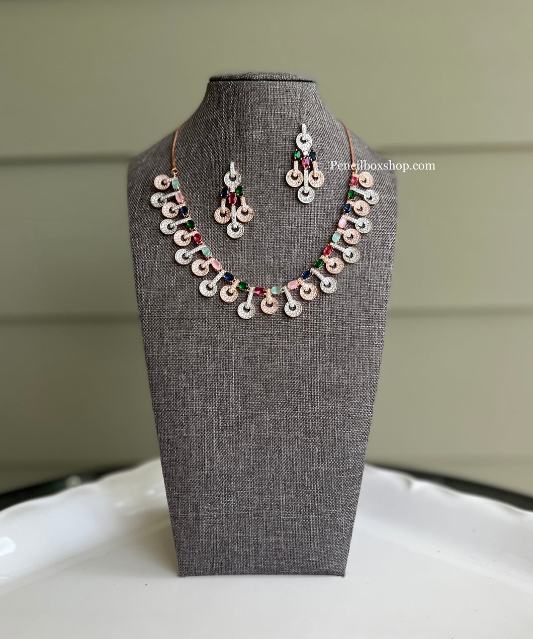 American diamond simple necklace set Clearance