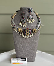 Load image into Gallery viewer, Dual Tone German silver Tribal Pearl Hasli Necklace set
