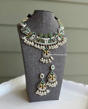 Load image into Gallery viewer, German Silver multicolor Stone Statement Necklace set
