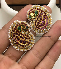 Load image into Gallery viewer, Peacock mango design Real kemp Stone Stud Earrings
