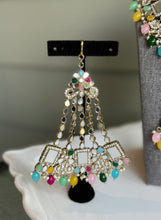 Load image into Gallery viewer, Multicolor Mirror Statement Glass Drops Necklace set with maangtikka
