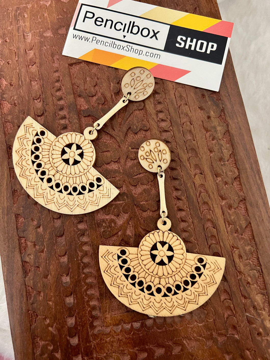 Natural Wood handmade Light brown Earrings