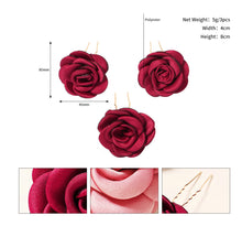 Load image into Gallery viewer, Set of 3 artificial Flower Rose Look Hair accessories
