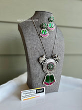 Load image into Gallery viewer, German silver Elephant Long Chain Designer silver Big pendant necklace set
