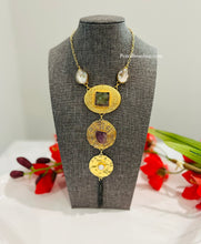 Load image into Gallery viewer, Contemporary Long Natural Stone Brass Made Necklace
