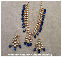 Load image into Gallery viewer, Kundan flower Long Mala Beads Back meenakari necklace set
