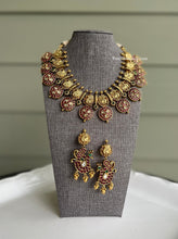 Load image into Gallery viewer, Exclusive Peacock Real Kemp stone Multicolor Necklace Set
