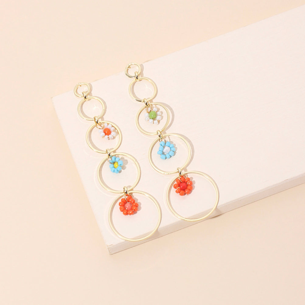 Multicolor Multilayer Big Circle Beads Statement Earrings IDW