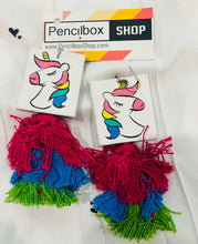 Load image into Gallery viewer, Handmade Handpainted Unicorn Earrings with tassel
