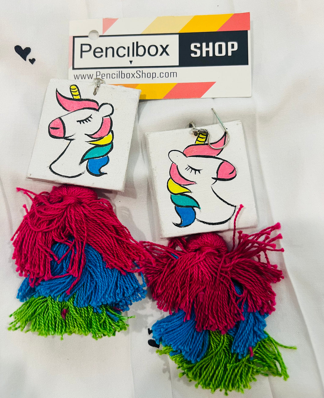 Handmade Handpainted Unicorn Earrings with tassel