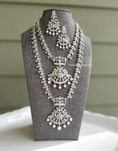 Load image into Gallery viewer, 2 pc American Diamond Cz statement Long necklace set
