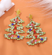 Load image into Gallery viewer, Christmas tree Rhinestone Big Crystal Earrings IDW
