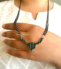 Load image into Gallery viewer, German silver Double chain Black beads Mangalsutra Necklace
