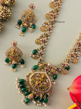 Load image into Gallery viewer, Multicolor Kemp Stone lakshmi ji Delicate Temple jewelry Necklace set
