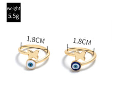 Load image into Gallery viewer, Set of 2 evil eye Golden Ring set IDW
