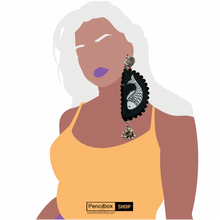 Load image into Gallery viewer, Big Fish Black long Handmade handpainted Earrings
