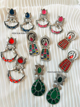Load image into Gallery viewer, German silver Afghani Tribal Medium size earrings
