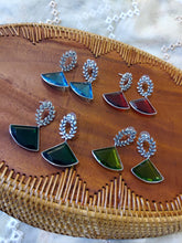 Load image into Gallery viewer, Crystal German silver Earrings drop shape
