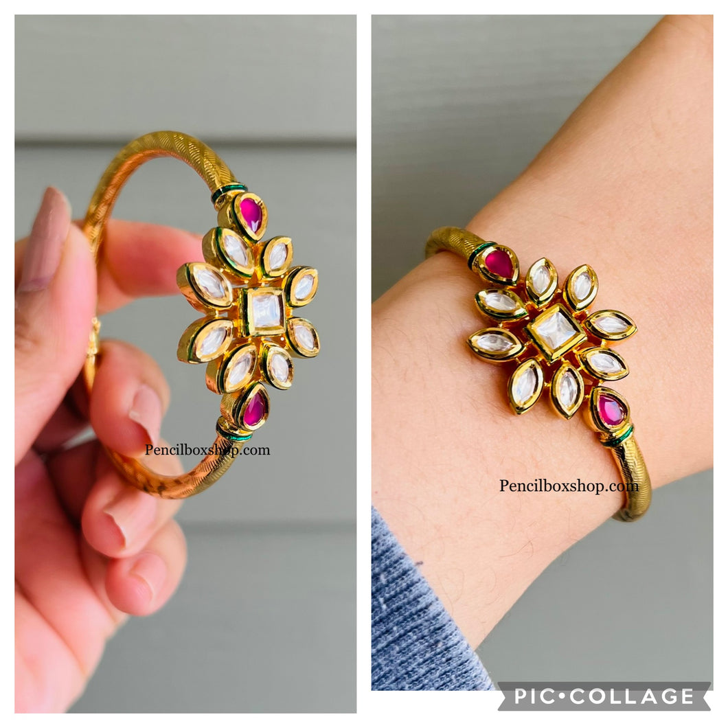 Premium Quality Kundan Ruby kada Bangle