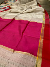 Load image into Gallery viewer, Pink beige Silk Handloom weaving Zari border pink light brown Saree
