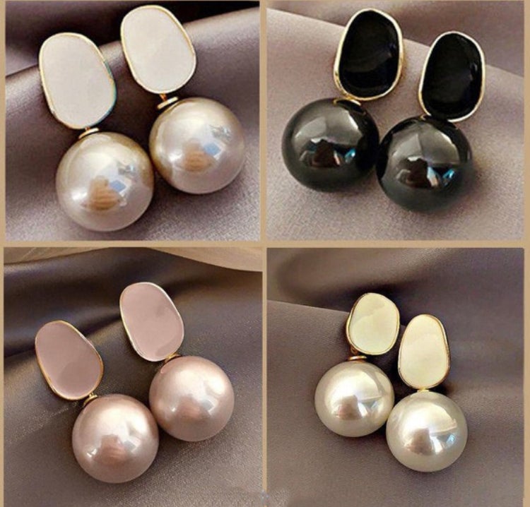 2 pcs Combo set Enamel Paint Pearl Drop Stud Earrings women earrings IDW