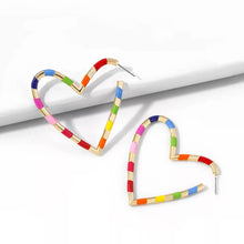 Load image into Gallery viewer, Heart Multicolor Hoop Earrings IDW
