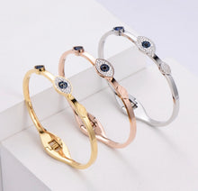 Load image into Gallery viewer, Evil eye Rhinestone Steel Openable Bracelets for women
