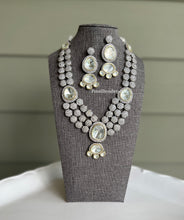 Load image into Gallery viewer, Uncut Kundan Cz Silver Foiled Necklace set
