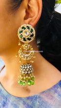 Load image into Gallery viewer, Suparna Sabyasachi inspired Exclusive Statement Tyaani Kundan Inspired Gem stone Dangling Kundan Earrings
