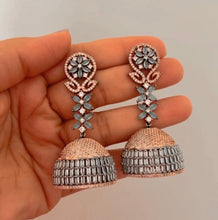 Load image into Gallery viewer, American Diamond Dual Tone Victorian Finish Earrings
