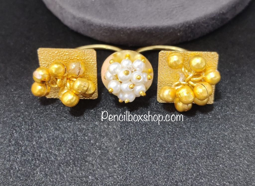 Double finger Ring premium quality matte finish, women ring golden