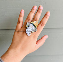 Load image into Gallery viewer, Natural Stone Contemporary Statement Ganesha Adjustable Ring

