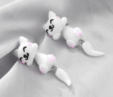 Load image into Gallery viewer, Cute little small white pink Cat earrings for women IDW
