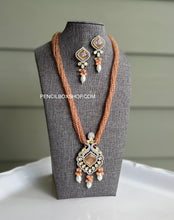 Load image into Gallery viewer, Long Hydro Beads American Diamond Necklace set
