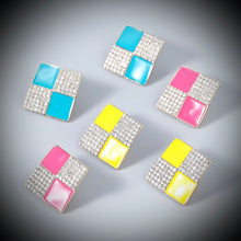 Load image into Gallery viewer, Square stone Rhinestone studded enamel Stud earrings IDW
