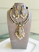 Load image into Gallery viewer, German silver Lookalike Dual tone Peacock Lotus Hasli Necklace set
